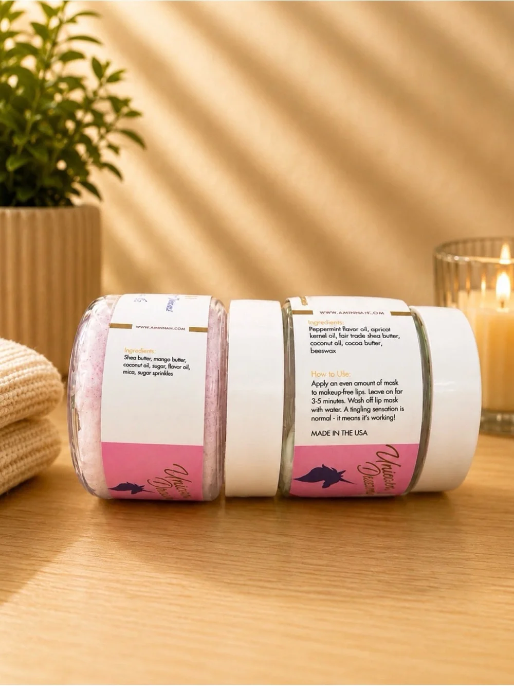 AMINNAH (NWT) Unicorn Dreams & Birthday Cake Lip Care Set - Butter, Mask & Scrub